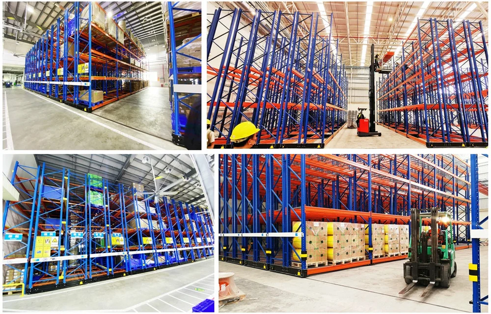 Warehouse Heavy Duty Electric Motor Drive Mobile Pallet Rack with Floor Guided Track